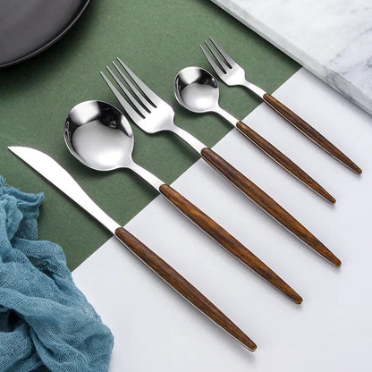 LUXE WOODGRAIN CUTLERY SET