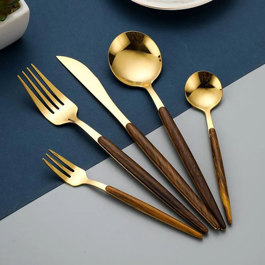 LUXE WOODGRAIN CUTLERY SET