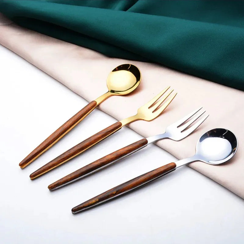 LUXE WOODGRAIN CUTLERY SET