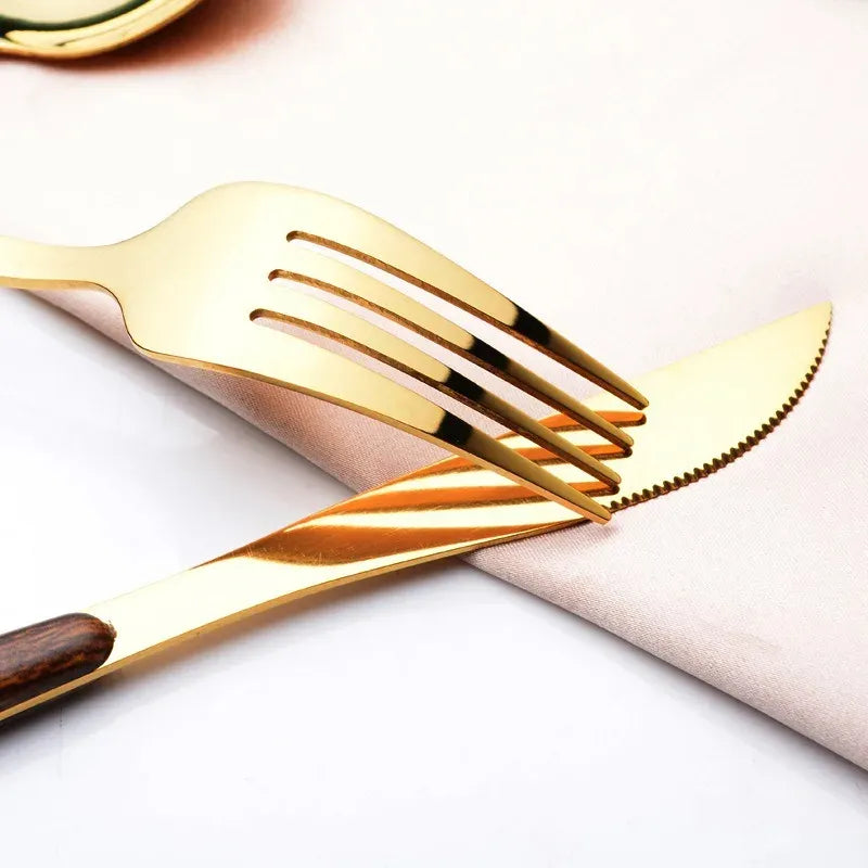 LUXE WOODGRAIN CUTLERY SET