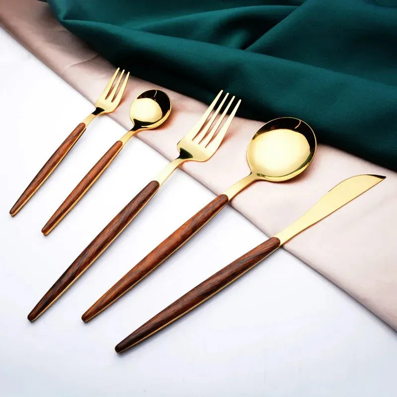 LUXE WOODGRAIN CUTLERY SET